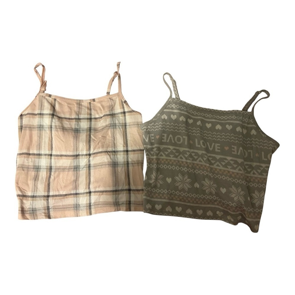 Set of Two Camisole Tops - Plaid and Patterned​​​​